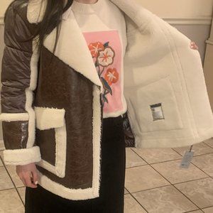 NWT Raelynn Faux Shearling Trim & Vegan Leather Jacket (NOIZE)